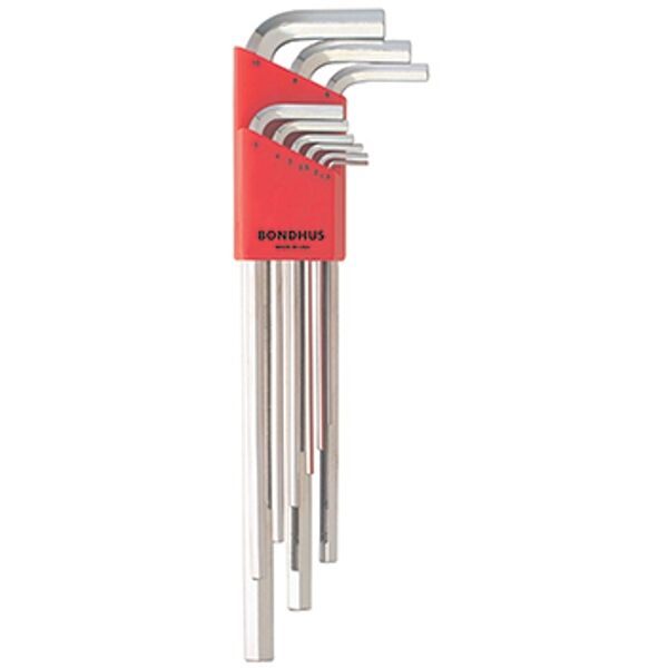 Bondhus Hex End L-Wrench 9Pce Set Xl 1.5-10mm Brtgrd
