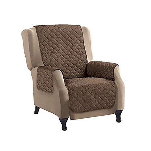 Deluxe Single Seater Reversible Sofa Furniture Protector-Brown-Cream