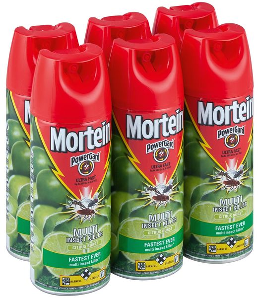 Mortein 6x300ml, PowerGard Ultra Fast, Multi Insect Killer, Citrus Burst