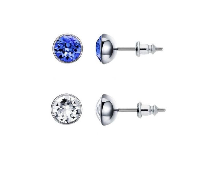 Civetta Spark Chene Stud earring- Swarovski Clear &amp; Sapphire Crystal