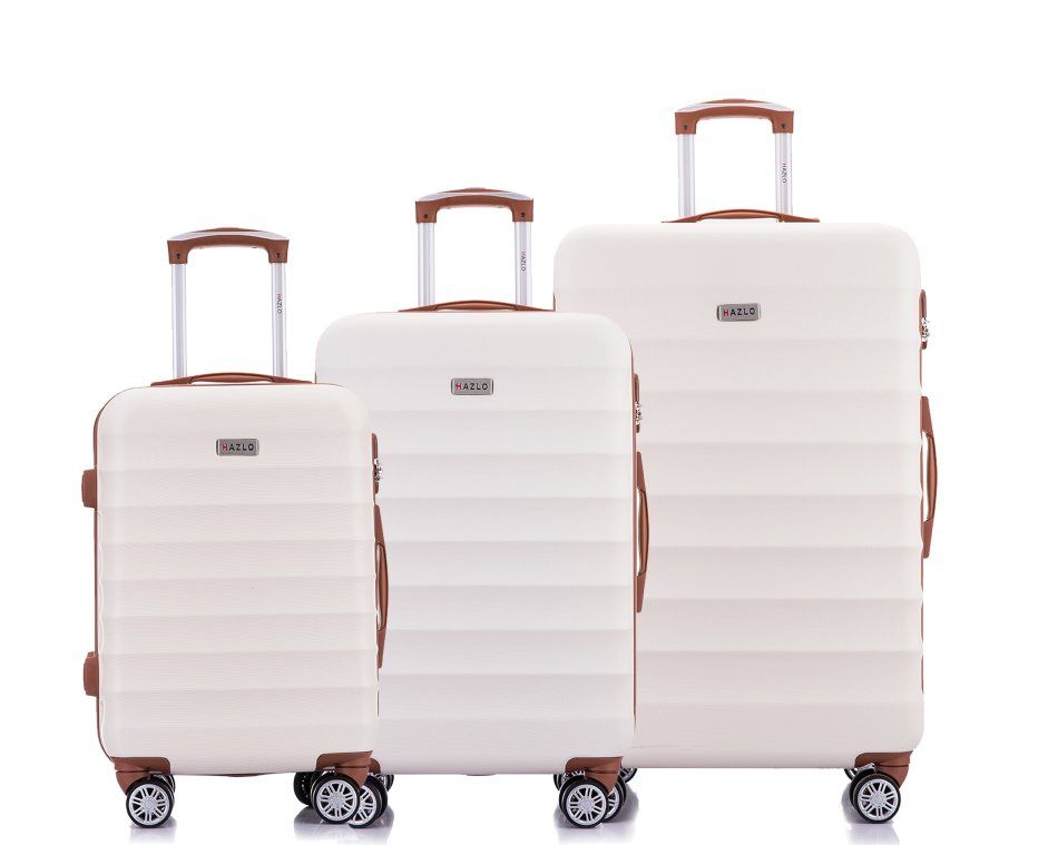 Hazlo 3 Piece Trolley ABS Hard Luggage Bag Set - White | Shop Today ...