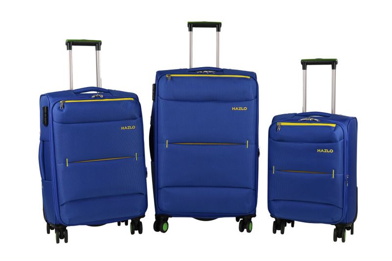 Hazlo 3 Piece Nylon Trolley Luggage Bag Set - Blue