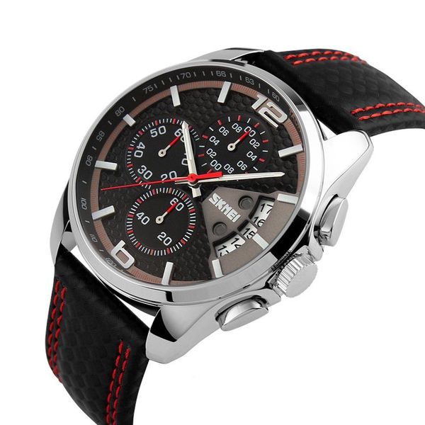 Skmei 9106 Men's Multifunction Analog Quartz Leather Band - Orange