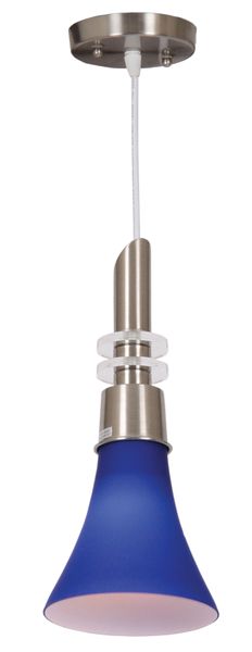 Bright Star Lighting - Satin Chome Pendant with Colour Glass