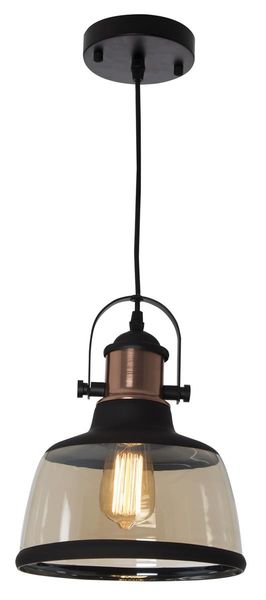 Bright Star Lighting - Metal Pendant with Cognac Colour Glass