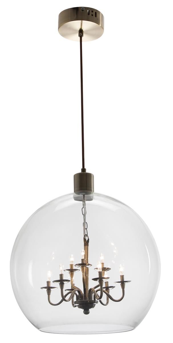 Bright Star Lighting Polished Chrome Pendant Glass & Inner Chandelier