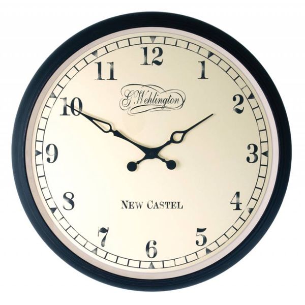 NeXtime 25 cm 'Aaltje' Metal &amp; Glass Round Wall Clock - Black