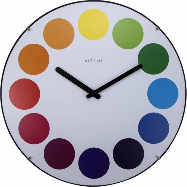 NeXtime 35cm Dome Glass Dots Dome Plastic &amp; Glass Wall Clock - White