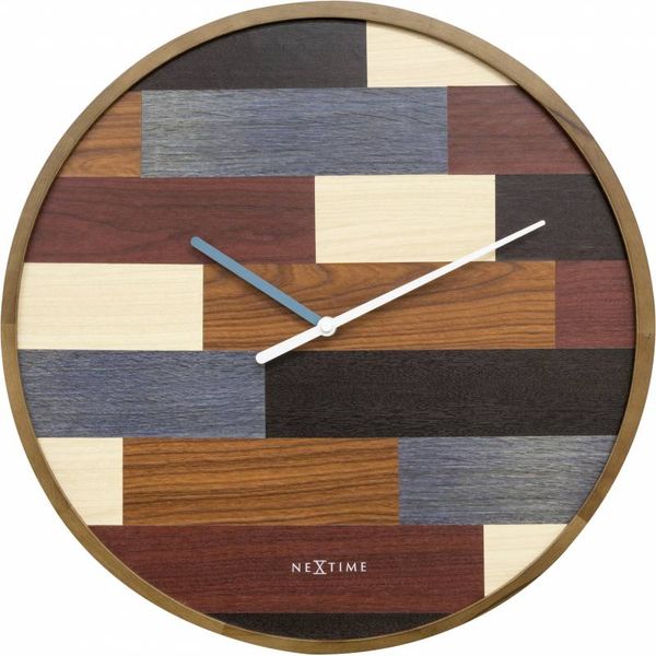 NeXtime 45cm Patch Wood Round Wall Clock - Designed by Jette Scheib