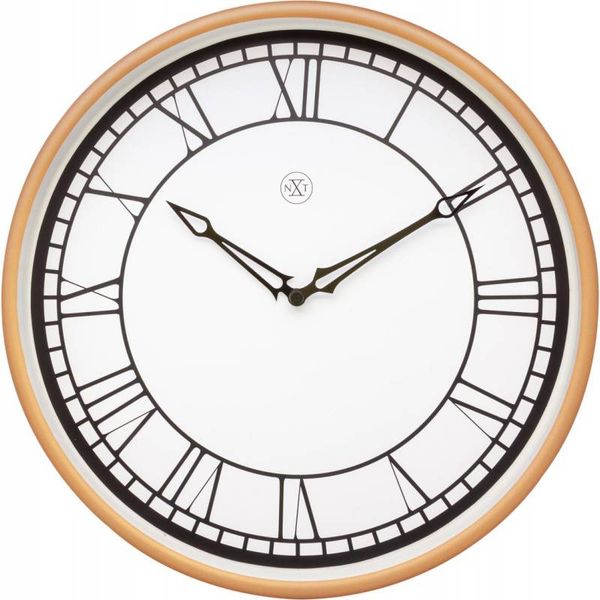 NeXtime 30cm Kyle Plastic Round Wall Clock - White &amp; Matt Rose