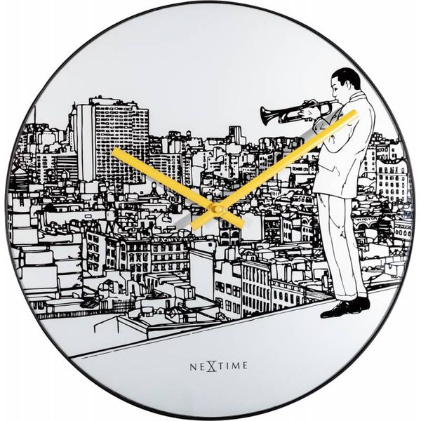 NeXtime 40cm Trumpet City Wall Clock - Designed by Tim Schoonhoven