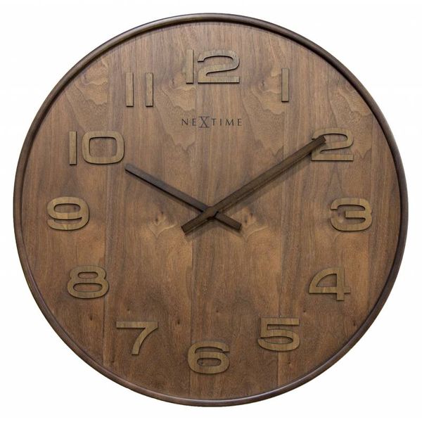NeXtime 35cm Wood Wood Medium Round Wood Wall Clock