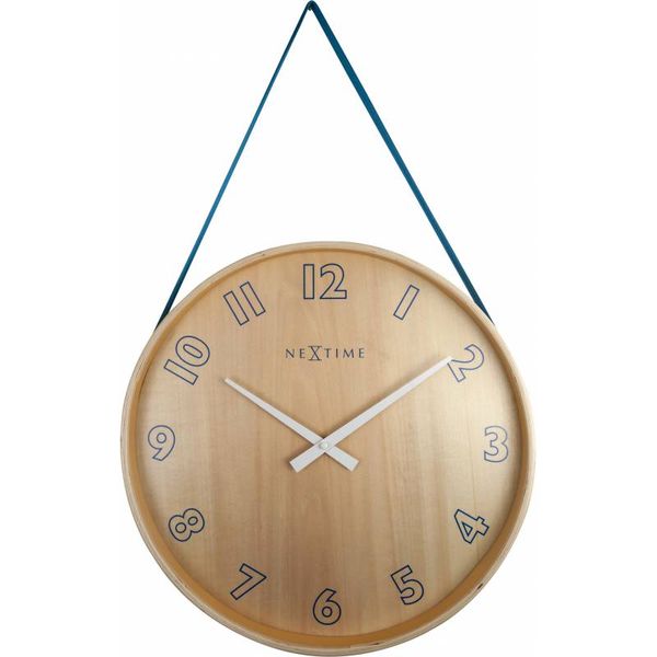 NeXtime 40cm Loop Big Wood &amp; Fabric Round Wall Clock