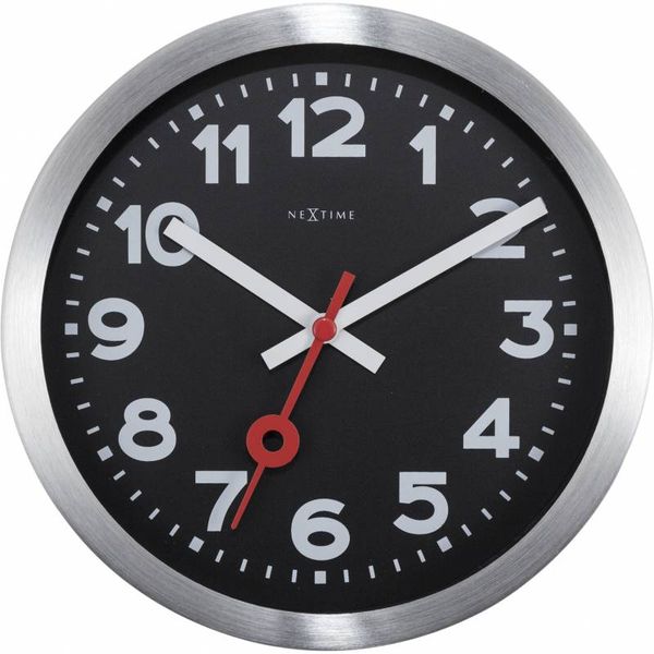 NeXtime 35cm Station Aluminium Round Wall Clock