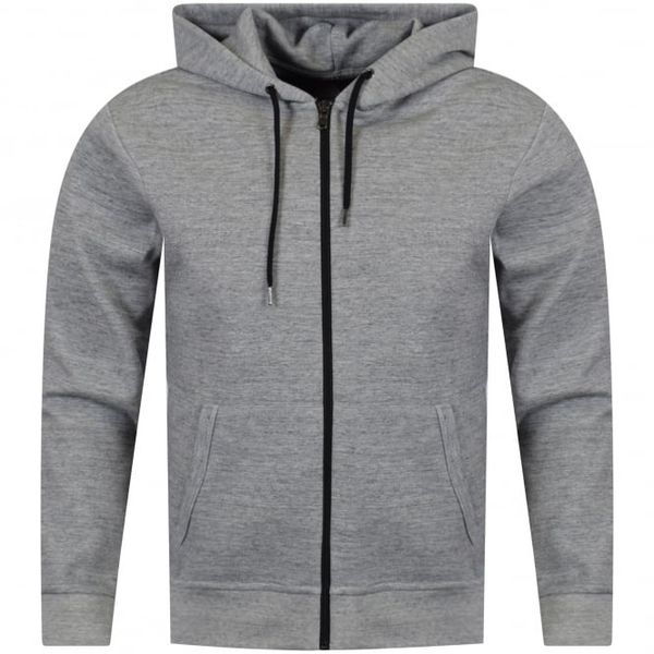 FM London Mens Grey Slim Fit Hoodie - Grey