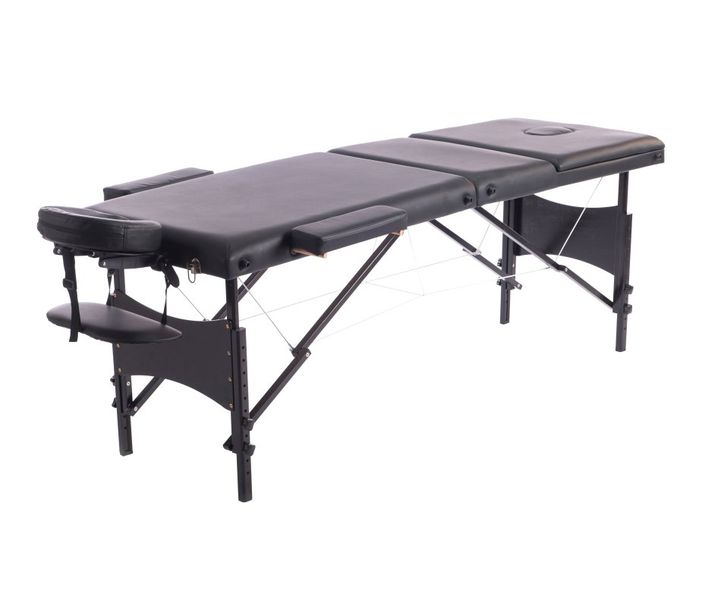 Hazlo Massage Table Bed - 3 Section (Wooden) - Black &amp; Black