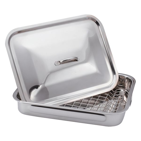 Blaumann 37cm Stainless Steel Roaster Pan With Wire Rack &amp; Lid - Silver