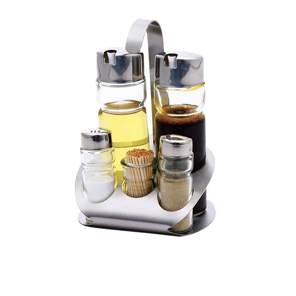 Blaumann 6-Piece Stainless Steel &amp; Glass Condiment Set