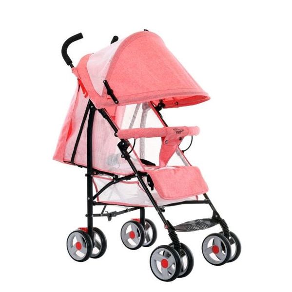 Baneen Baby Stroller Pram with Multi-position Reclining Backrest - Rose Red