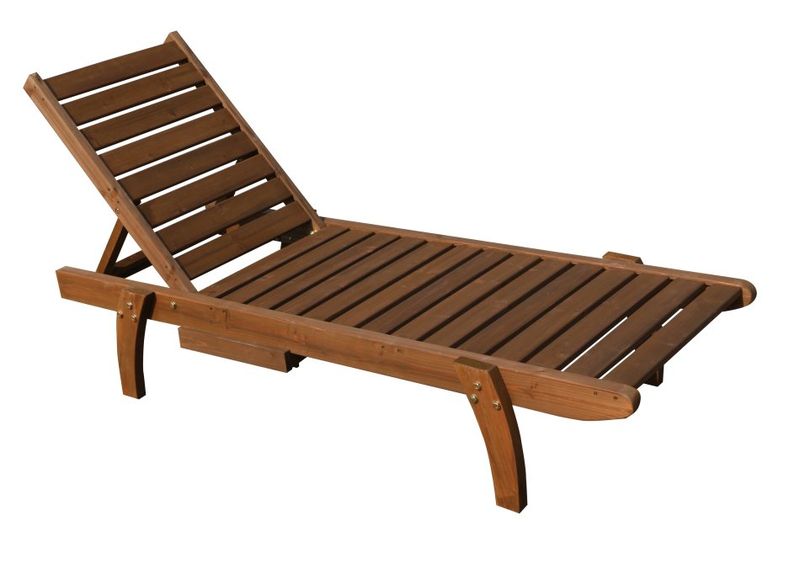 Hazlo Solid Wooden Outdoor Sun Pool Lounger Chair &amp; Pull out Tray - Grey