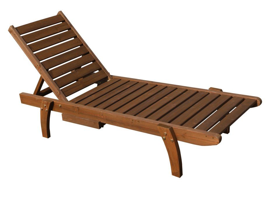 Hazlo Solid Wooden Outdoor Sun Pool Lounger Chair & Pull out Tray