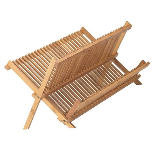 Hazlo Natural Bamboo Dish Drying Rack Holder - 2 Tier