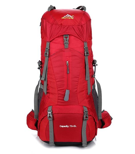 75L Mountain Hiking Camping Backpack Bag &amp; Rain Cover - Army Green
