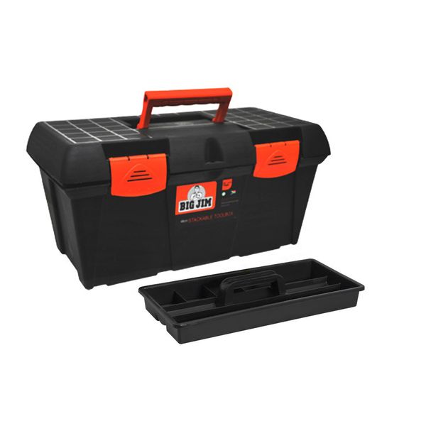 Big Jim Basic Stackable Toolbox with Tray - Black (48cm)