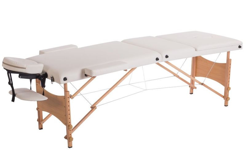 Hazlo Massage Table Bed - 3 Section (Wooden) - White