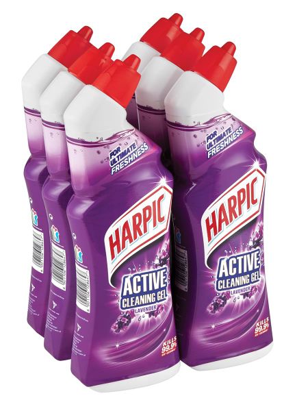 Harpic 6 x 750ml, Active Cleaning Gel, Toilet Cleaner, Lavender