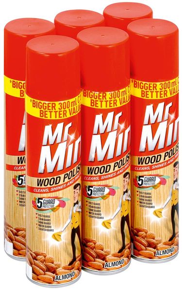 Mr Min 6 x 300ml, Wood Polish, Shine and Protect, Almond