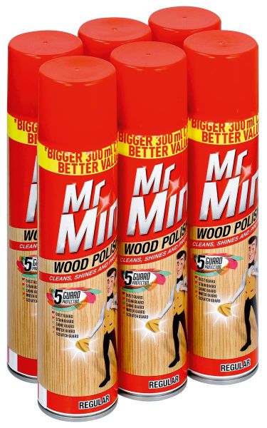 Mr Min 6 x 300ml, Wood Polish, Shine and Protect, Regular
