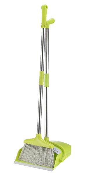 Windproof Broom and Dustpan Set - Green