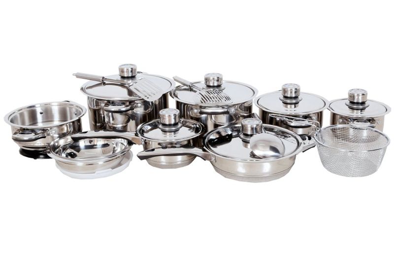 21 Piece Stainless Steel Cookware Pot Set - 7 Layer Capsuled Bottom
