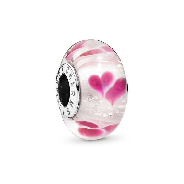 S925 Red Hearts Murano Glass Beads or Charm