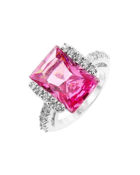 Miss Jewels- Pink and Clear Cubic Zirconia Costume Ring