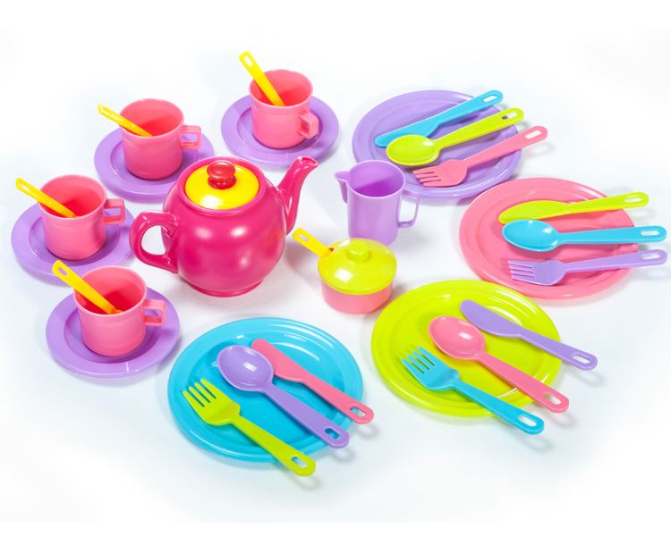 Greenbean - Pretend &amp; Play Tea &amp; Dinner Set - Pastel - 34pcs