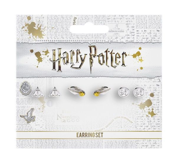 Harry Potter - Stud Earring Set Deathly Hallows/Golden Snitch/Platform