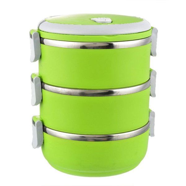 3 Layers Stainless Steel Insulated Lunch Box Food Container - Green