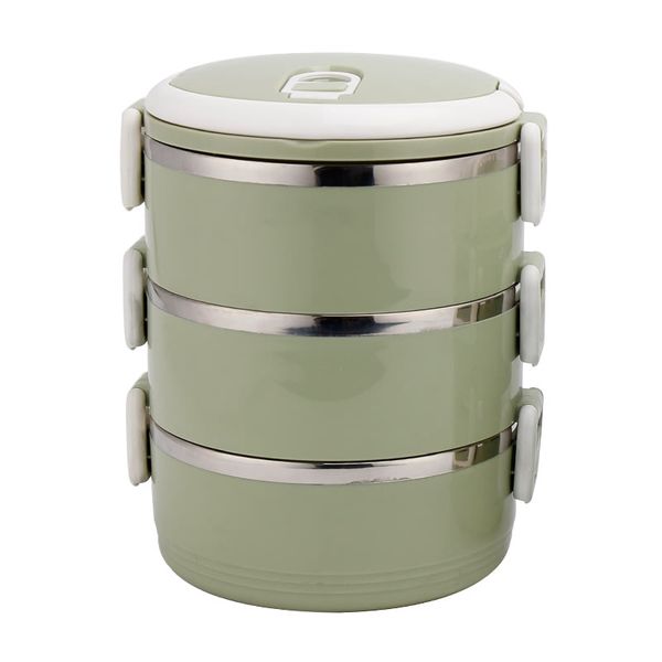 3 Layers Insulated Stainless Steel Food Container Lunch Box - Green