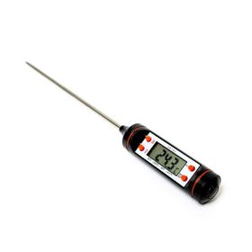 Stainless Steel Digital Cooking Thermometer with LCD Display - Black ...