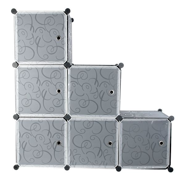 6 Compartment Modular Cubical Home Storage Rack Organizer Holder - Black