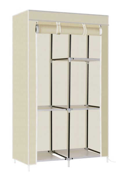Hazlo Portable DIY Clothes Storage Wardrobe with Hanging Rail - Beige