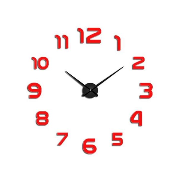 DIY Modern 3D Wall Clock - Red