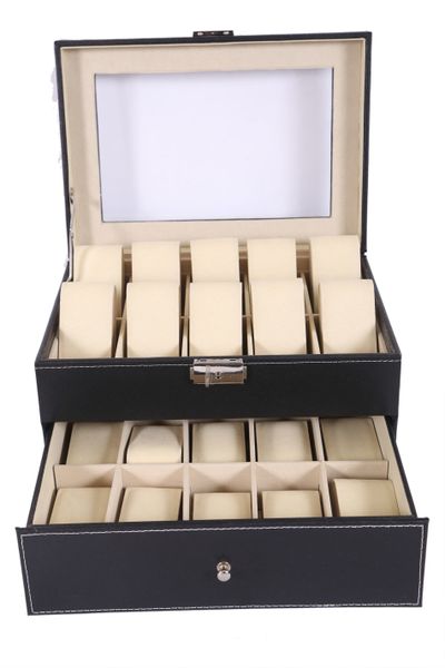 Hazlo PU Leather Watch Display Storage Case Box Organizer - 20 Grid