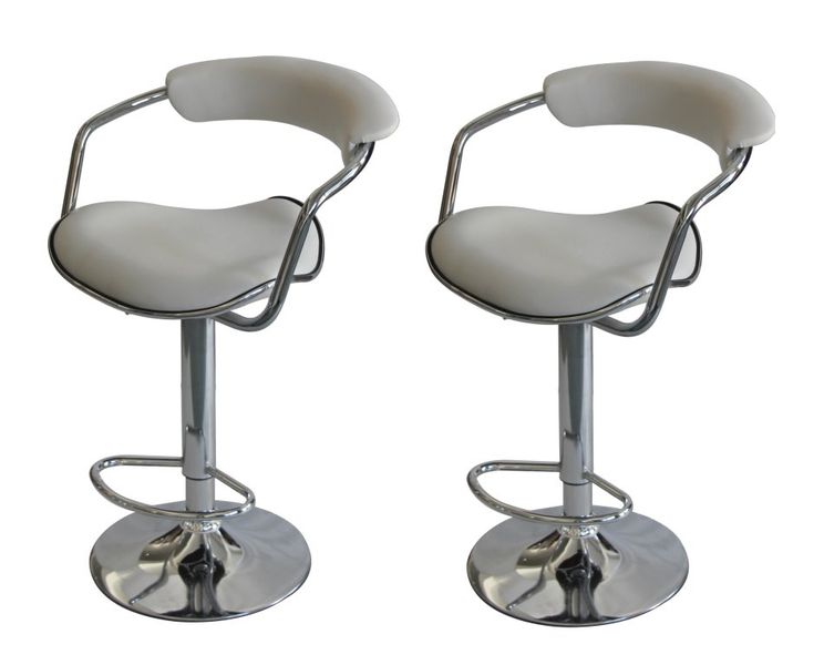Hazlo Swivel Adjustable Bar Stool Kitchen Chair (Set of 2) - White