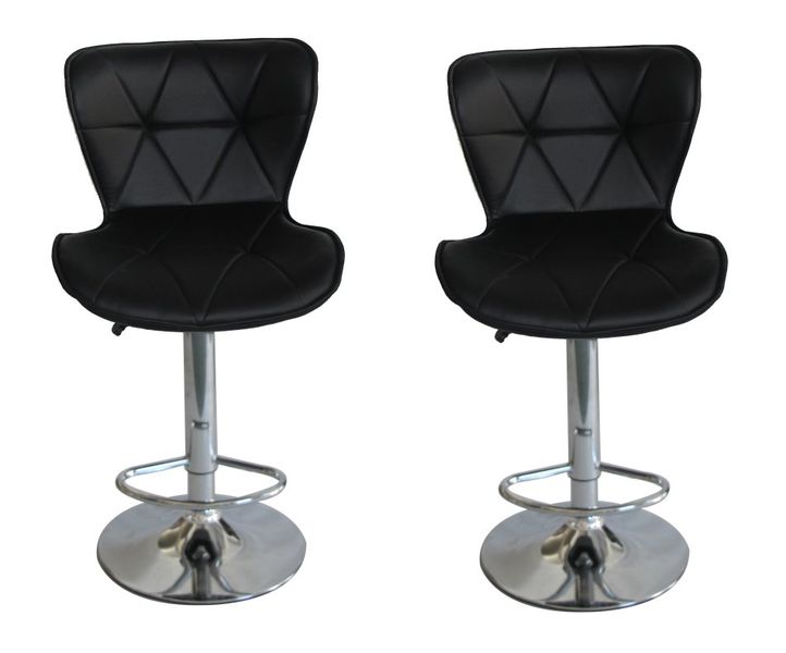 Hazlo Set of 2 Faux Leather Kitchen Chair Bar Stool - Black