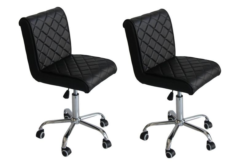 Hazlo Swivel Adjustable Faux Leather Kitchen Bar Stool (Set of 2) - Black