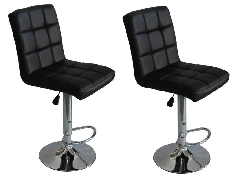 Faux Leather Swivel Kitchen Bar Stool Chair (Set of 2) - Black