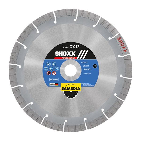 Samedia Diamond Blade 230mm Segmented Ind Granite Long Life Shoxx Gx13